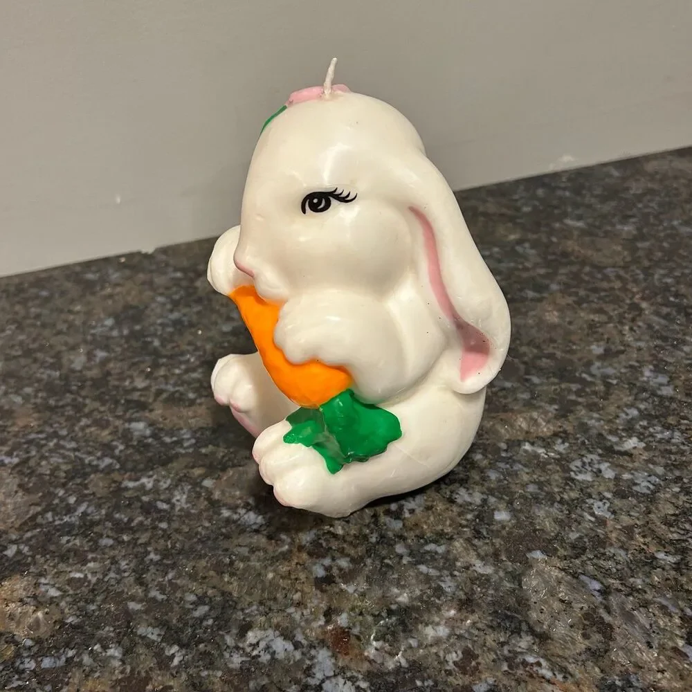 Vintage Wax Bunny Candle Easter Decoration Chabby Chic carrot